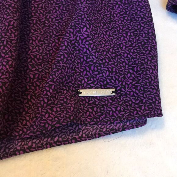 Michael Kors Purple & Black Gathered Bodice Blouse - Picture 4 of 15